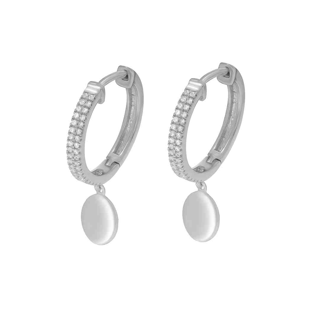 Round Drop Huggie Hoop Earrings ER21711A